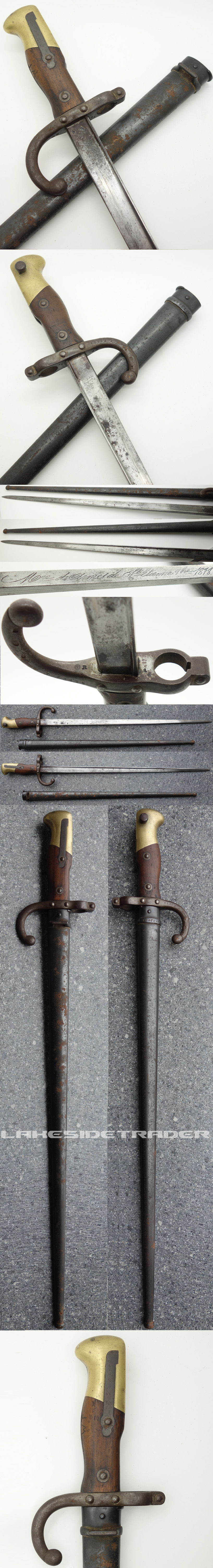Matching French Mle. 1874 Gras T-Back Bayonet