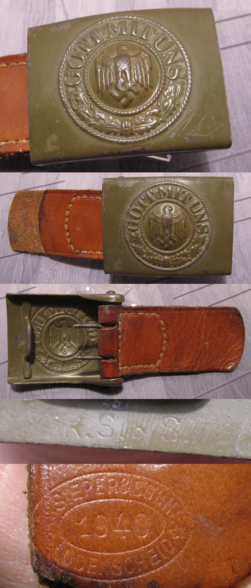 Tabbed Tropical Army Belt Buckle by R.S.S. 1940