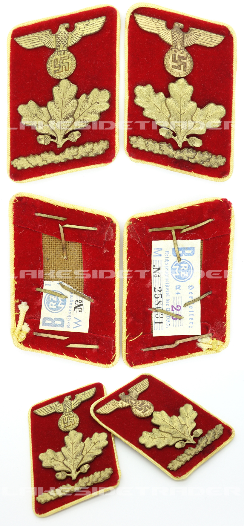 Tagged - NSDAP Reichs Level OberDienstLeiter Collar Tabs