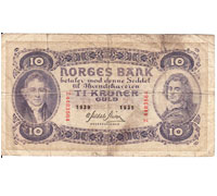 Norges Bank Ti Kroner 1939