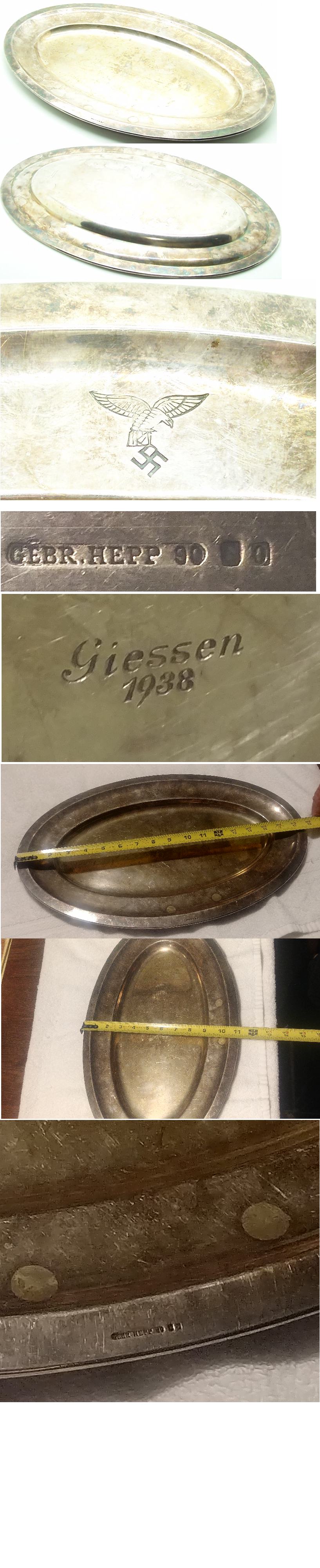 Luftwaffe Silver Serving Platter by Gebr. Hepp 1938