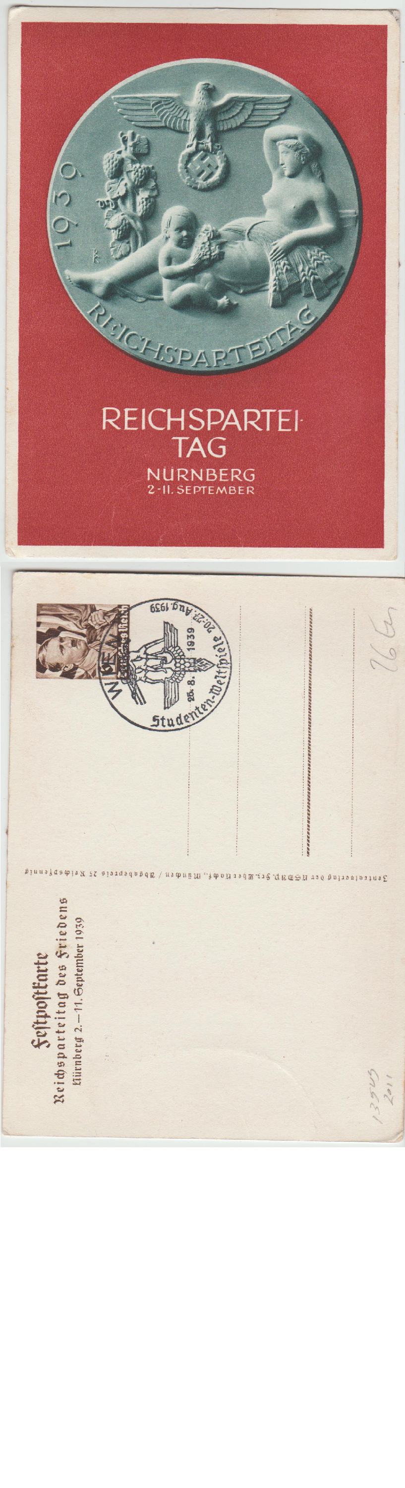 ReichsparteiTag Nurnberg 1939 Postcard