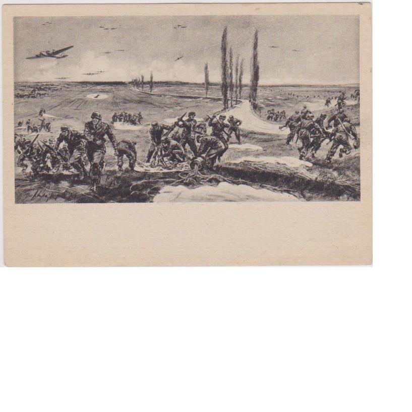 Fallschirmjager Battle Scene Postcard