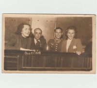 Black and white photo of an Army soldier and his friends