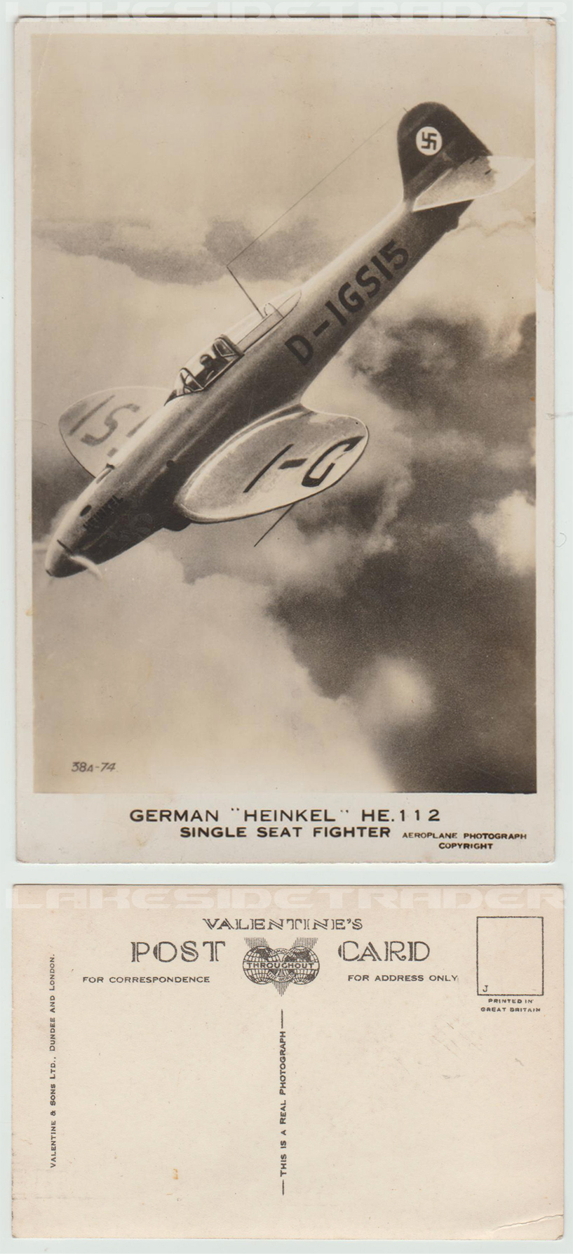 British Postcard of German Heinkel He. 112