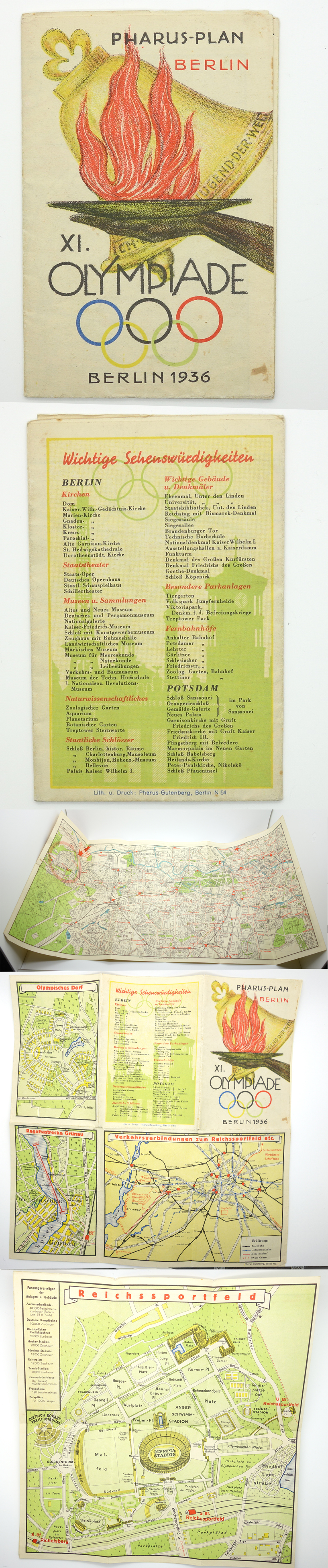 1936 Berlin Olympic Guide Map of Venues etc