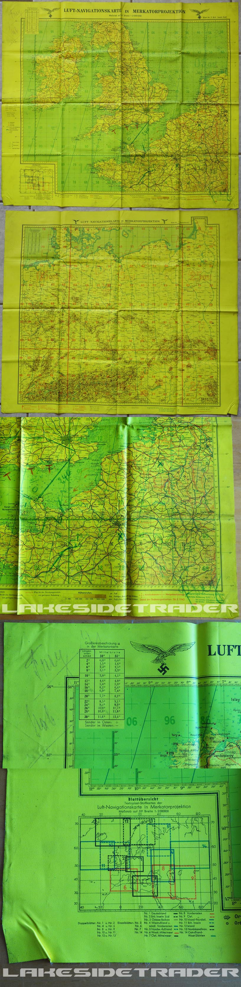 Luftwaffe Night Flight Navigation Map 1942