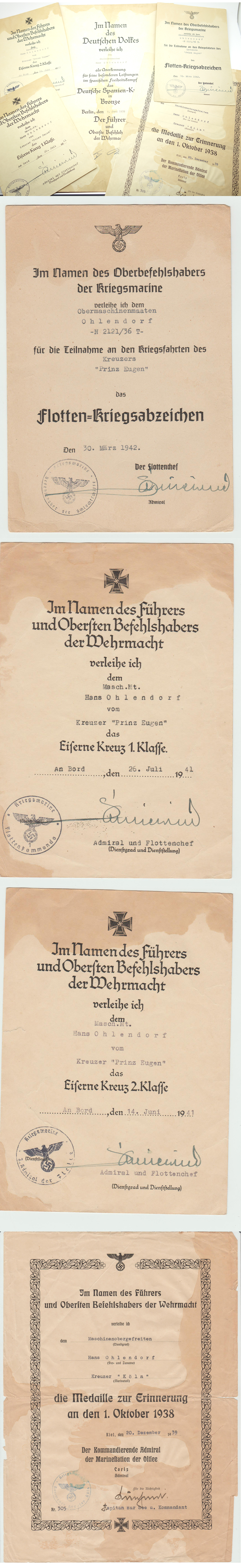 5 Award Document grouping to Prinz Eugen Crew member
