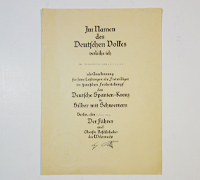 Award Document - Silver Spanish Cross with Swords