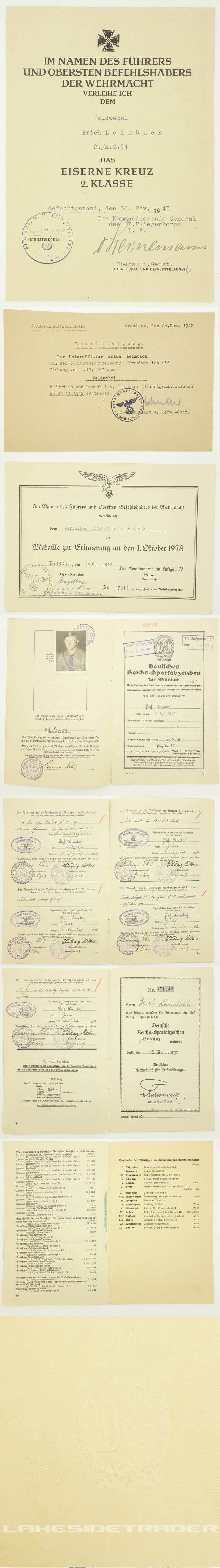 9 Piece Document group to Luftwaffe recipient