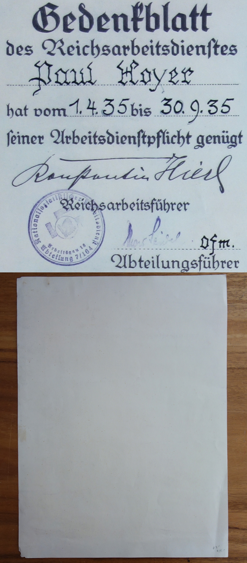 Commemorative RAD Membership Certificate 1935