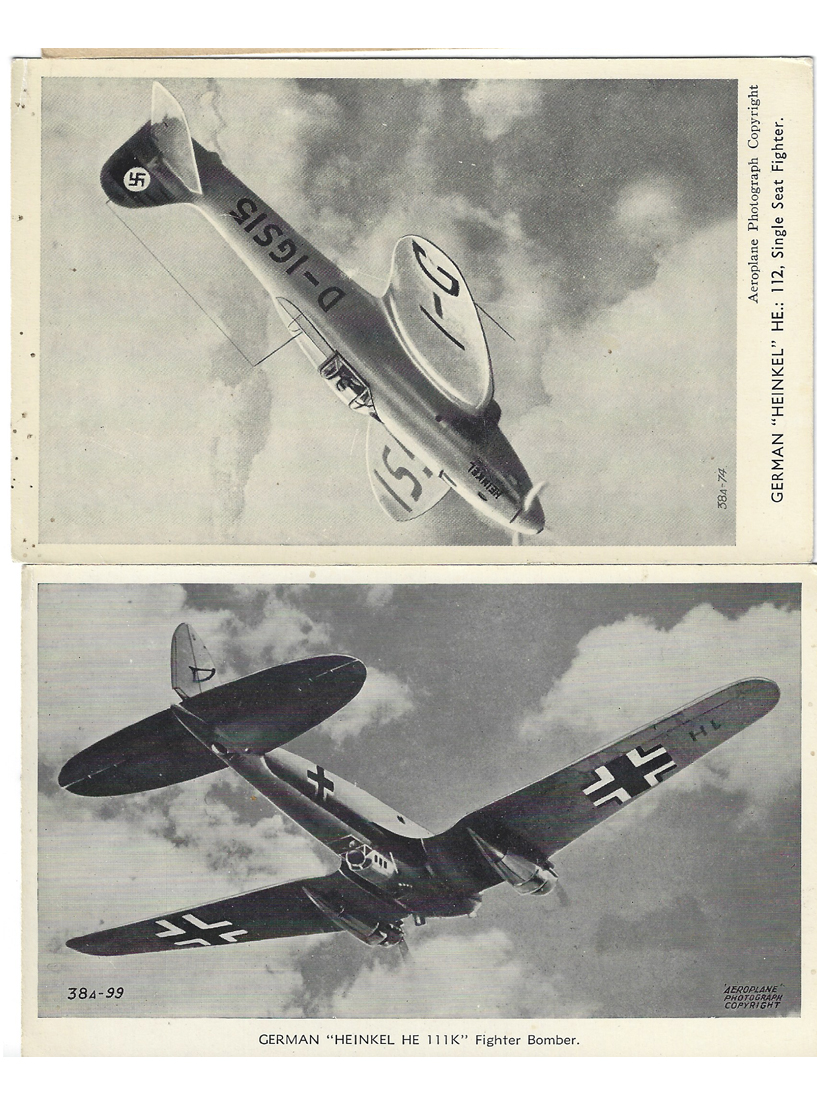 2 British issued Aircraft ID Postcards
