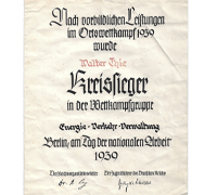 Award Document For HJ Kreissieger Badge Victors Badge