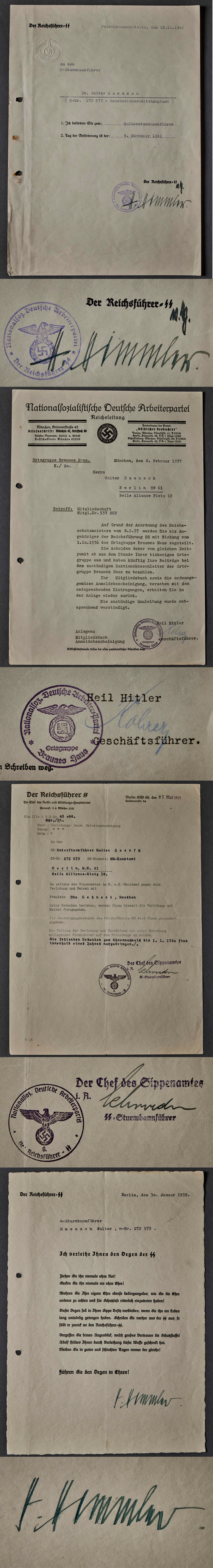 SS-Obersturmbannführer Walter Haensch Document Group