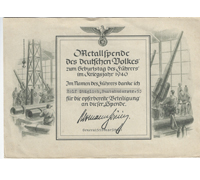 Hitler's Birthday Thanks for Donations