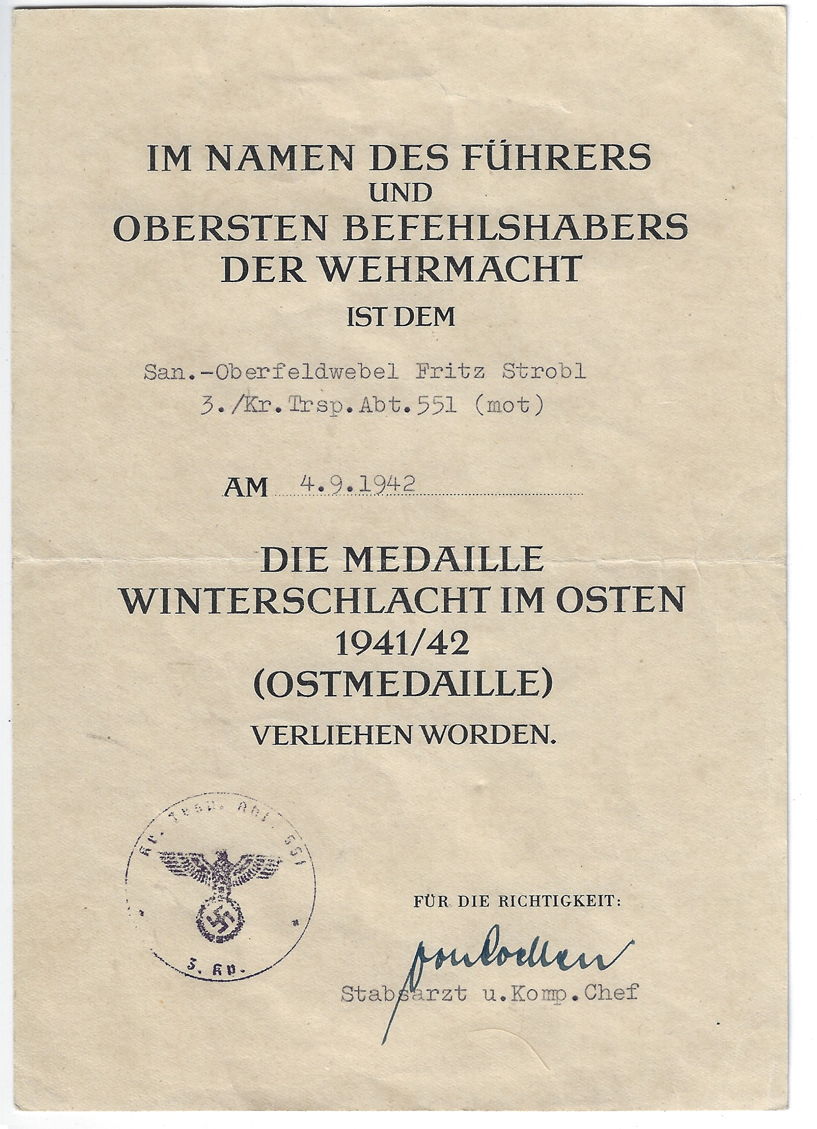 2 Award Documents to same guy, Eastern Front & BWB