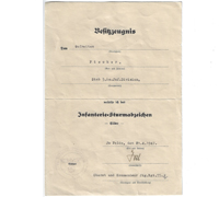Award Document for Infantry Assault Badge