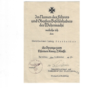Early 2nd Class Spange Document to DKiG Winner