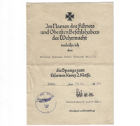 Early 2nd Class Spange Document