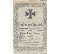 Imperial 1st Class Iron Cross Document