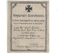 Imperial Iron Cross 2nd Class Document