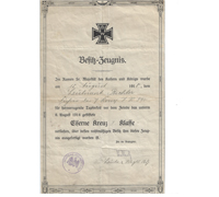 Imperial 1st Class Iron Cross  Document