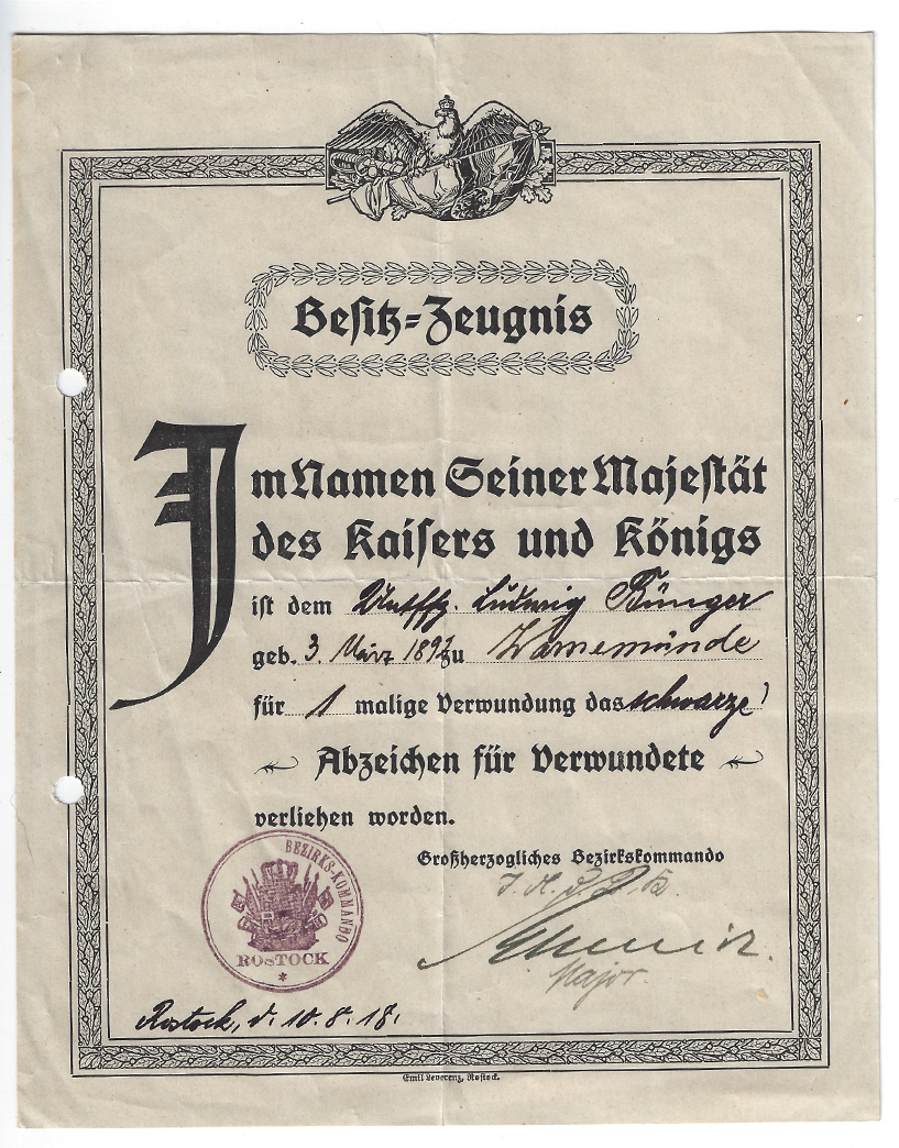 Imperial Black Wound Badge Document