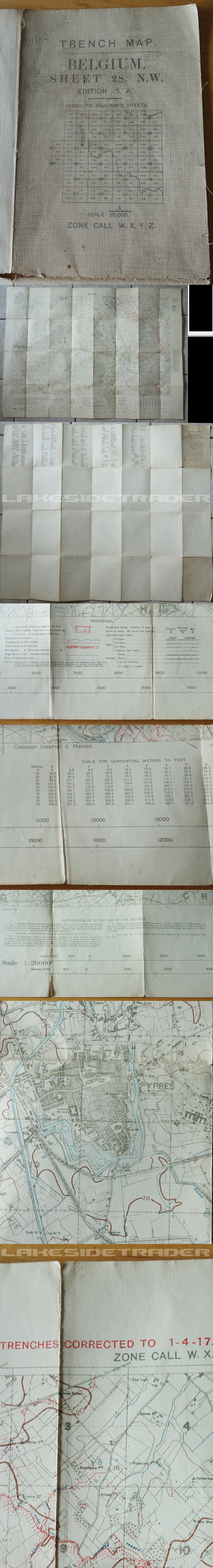 WWI Combat Trench Map Ypres Belgium 