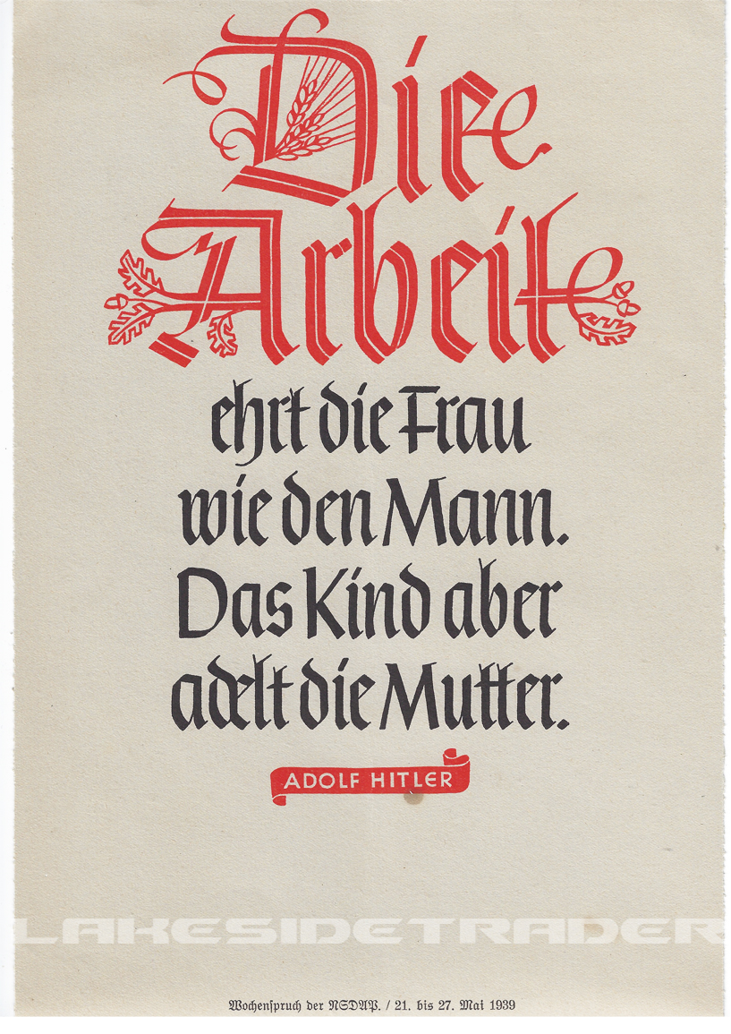 Die Arbeit ehrt die Frau wie den Mann, das Kind aber adelt die Mutter 