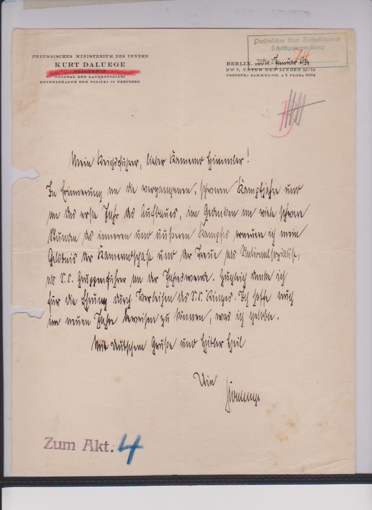 Series of letters from Himmler to Kurt Daluege