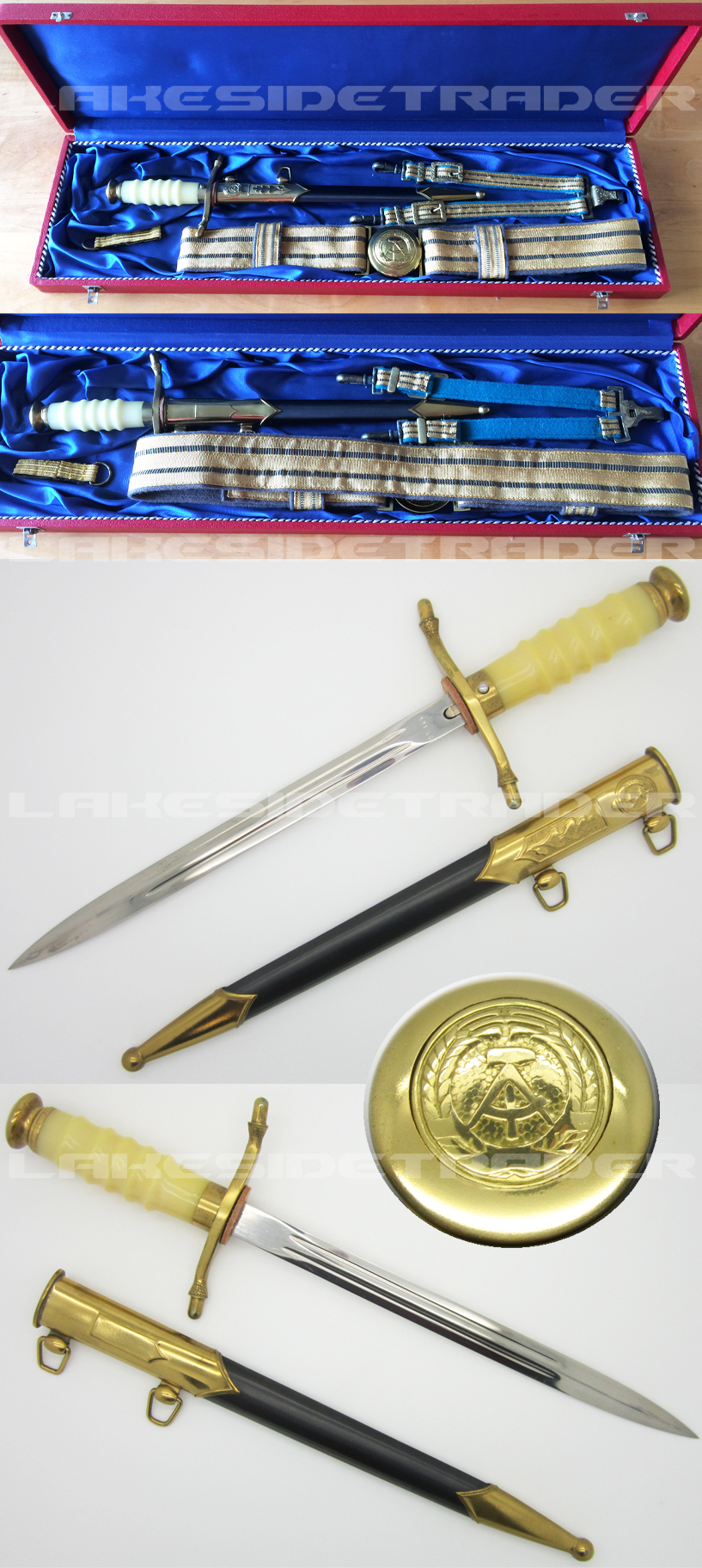 East German Air Force General's Dagger w Belt & Accoutrements