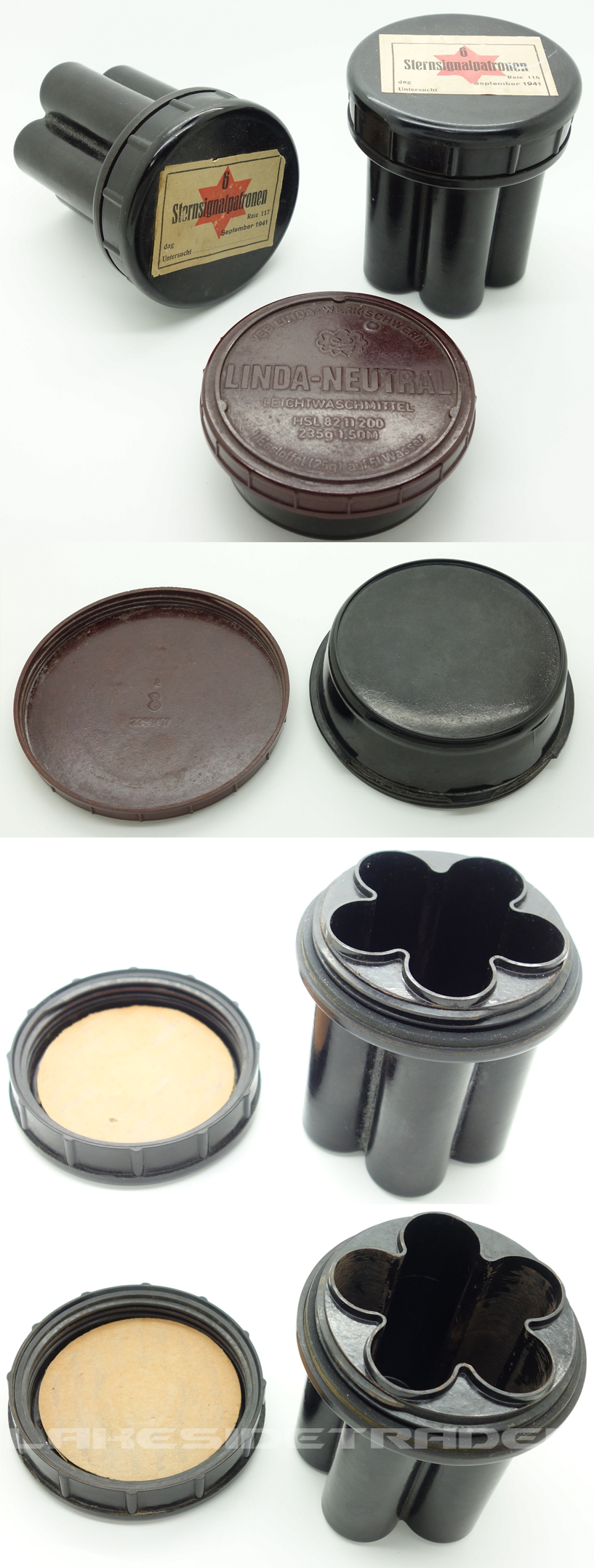 2 Bakelite Containers for Flares