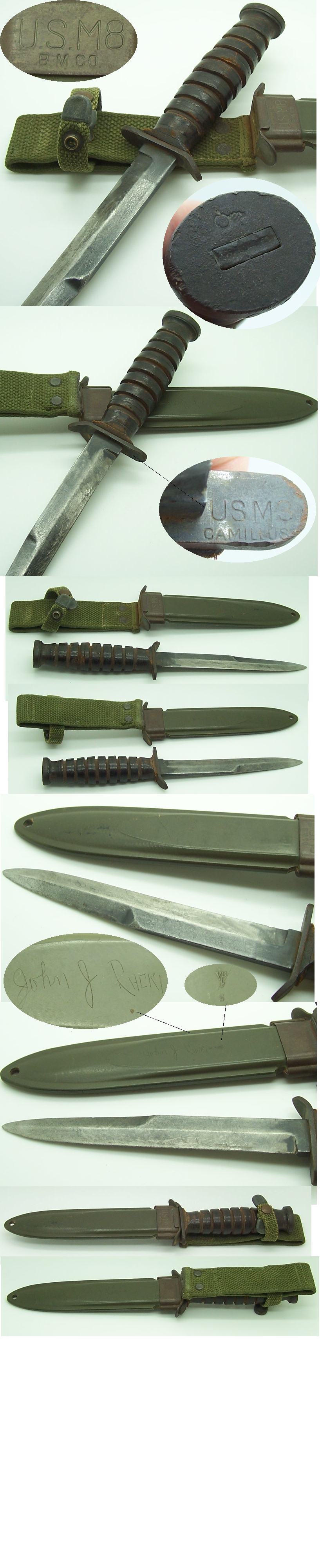 US WWII M3 Fighting Knife & M8 Scabbard, Camillus
