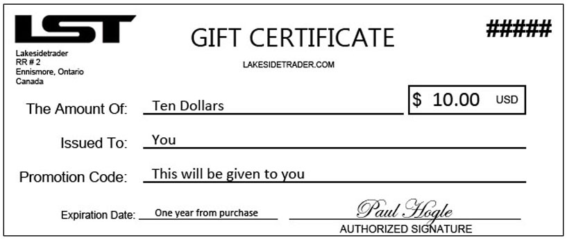 $10 Gift Certificate / Promotion Code