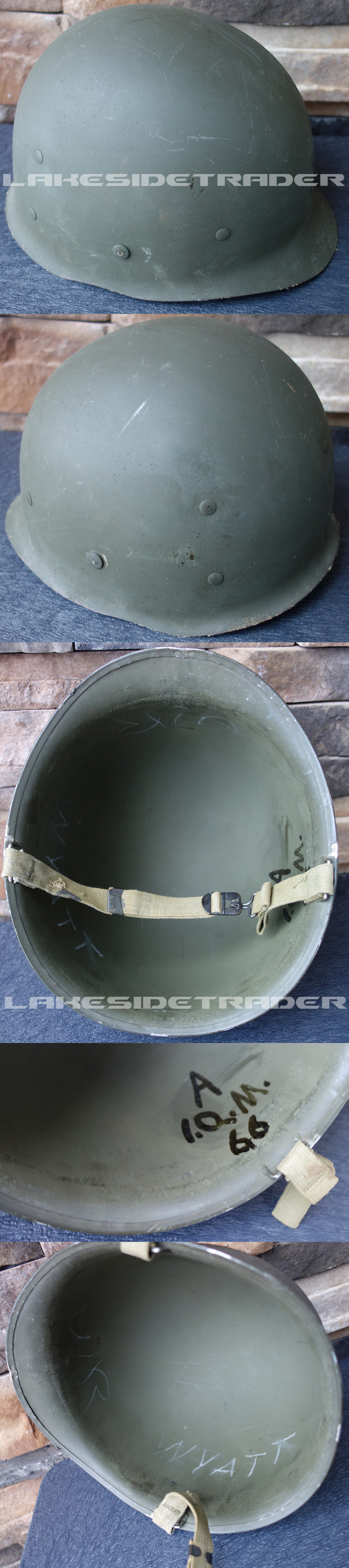 Early US Army M1 Fixed Bale helmet with S.C. Liner