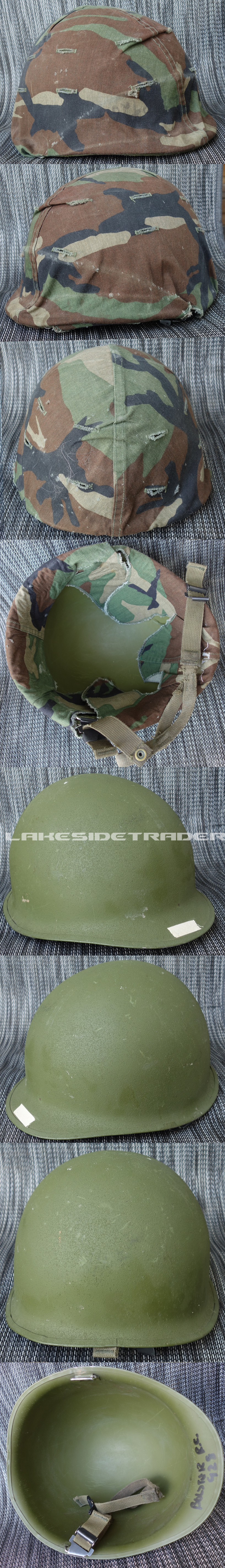 US M1 Combat Helmet w Camo Cover Vietnam Era