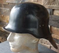 Early Fireman's Helmet w Leather Neck-guard