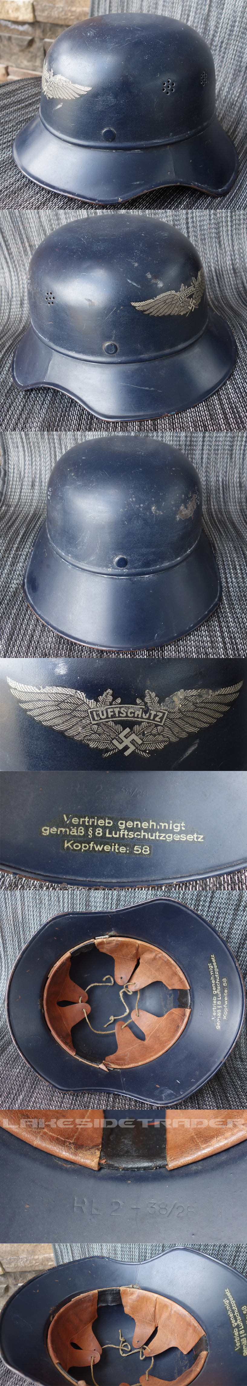 M38 Luftschutz 3 piece Gladiator style Helmet