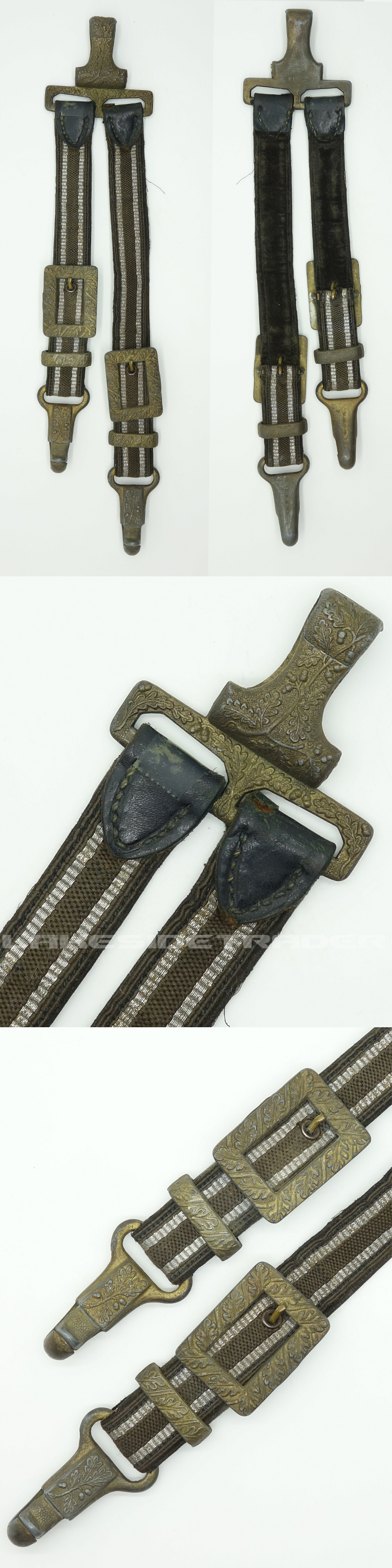 Super Deluxe Gold Luftwaffe Dagger Hangers w Leather Tabs