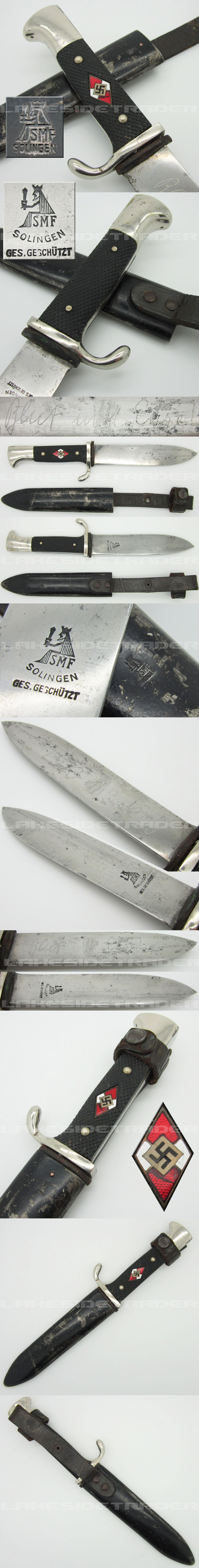 Rare Scabbard Marked SMF Early Hitler Youth Dagger