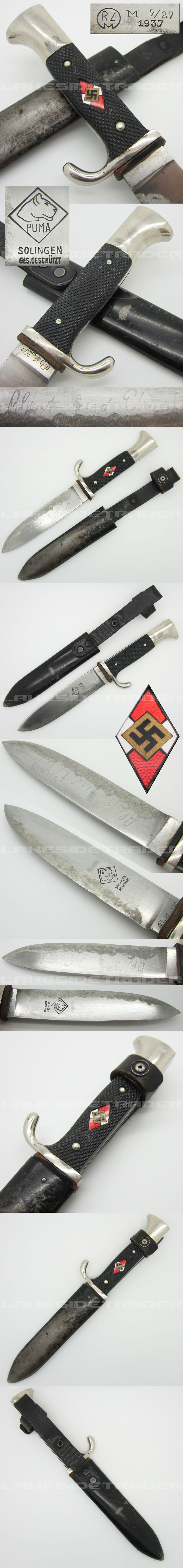 Transitional Hitler Youth Dagger by Puma