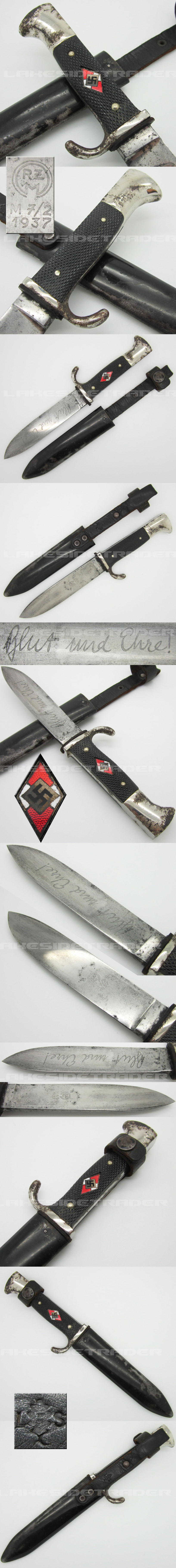 Transitional Hitler Youth Dagger by RZM M7/2 1937