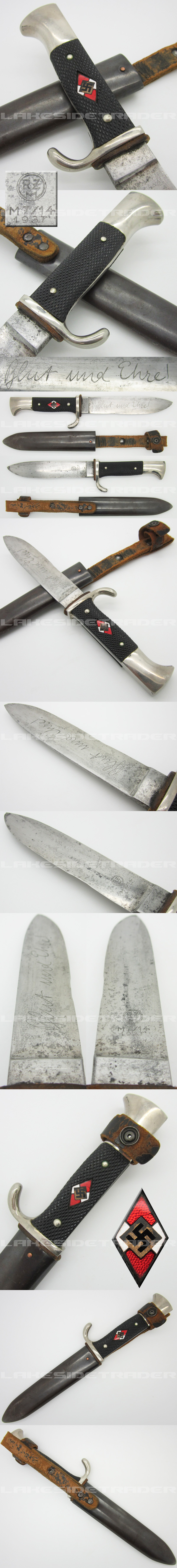 Transitional Hitler Youth Dagger by RZM M7/14 1937