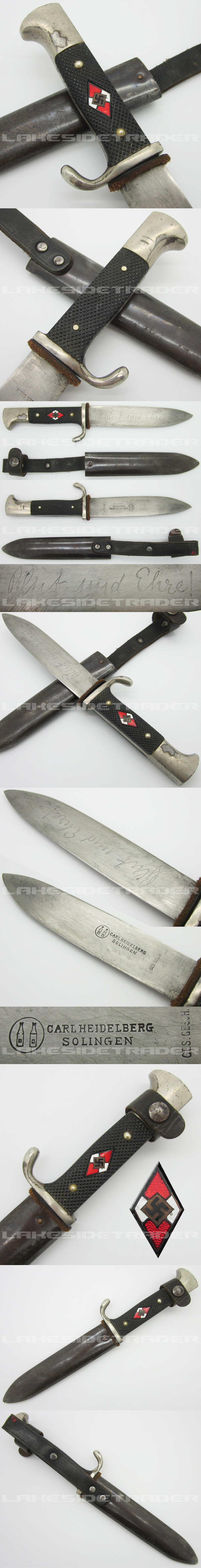 Early Hitler Youth Knife by Carl Heidelberg