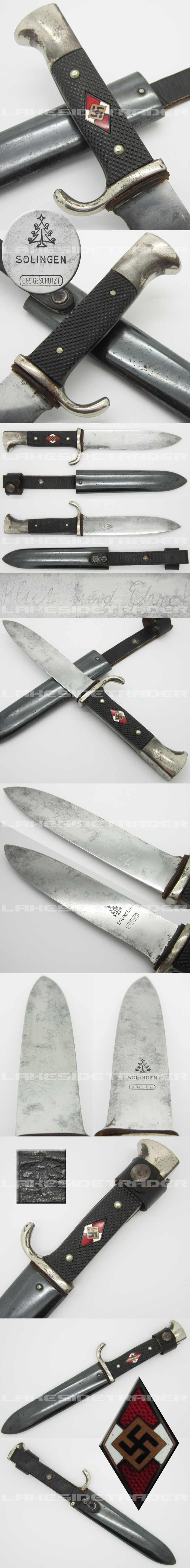 Early Hitler Youth Knife by W. Halbach