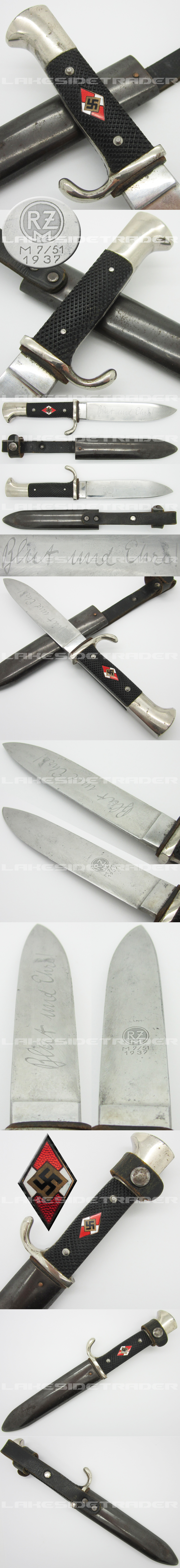 Transitional Hitler Youth Knife by RZM M7/51 1937