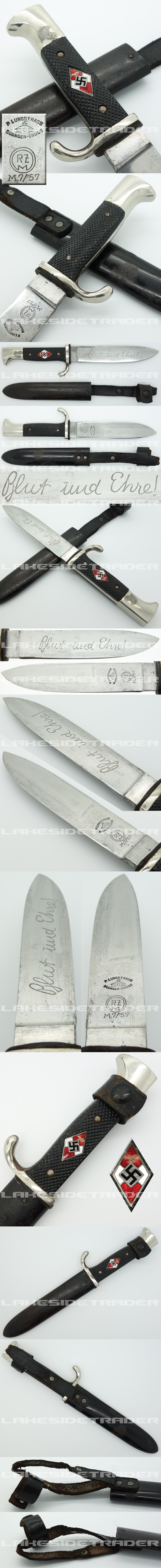 Transitional Hitler Youth Knife by P. Lungstrass