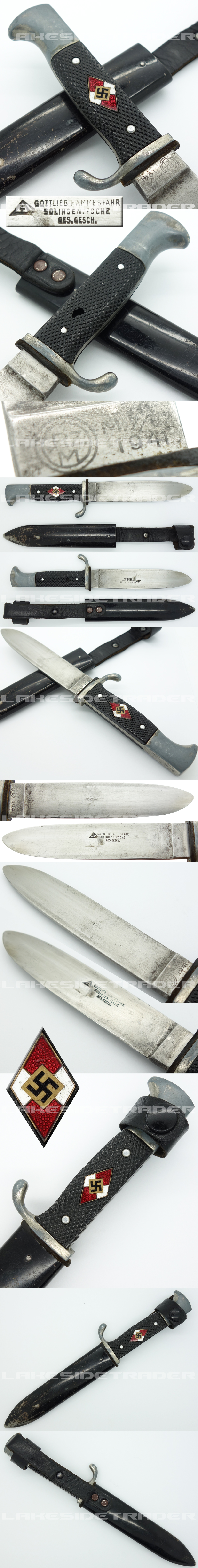 Transitional Hitler Youth Knife by Gottlieb Hammesfahr 1941