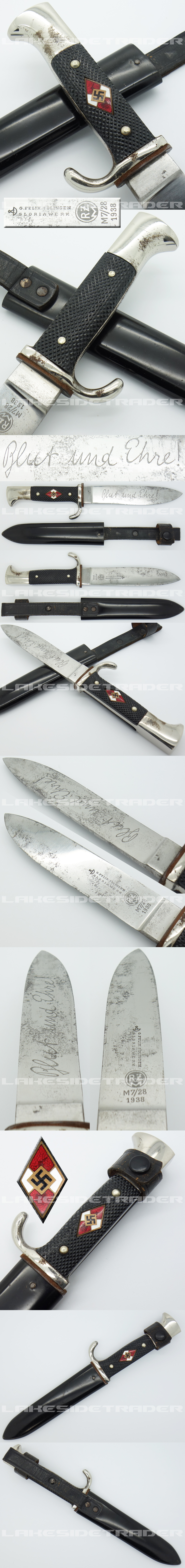 Transitional Hitler Youth Knife by G. Felix 1938