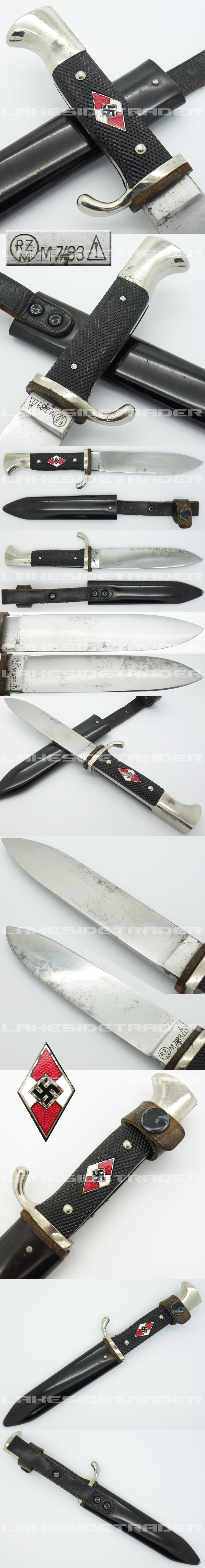 Transitional Hitler Youth Knife by RZM M7/83